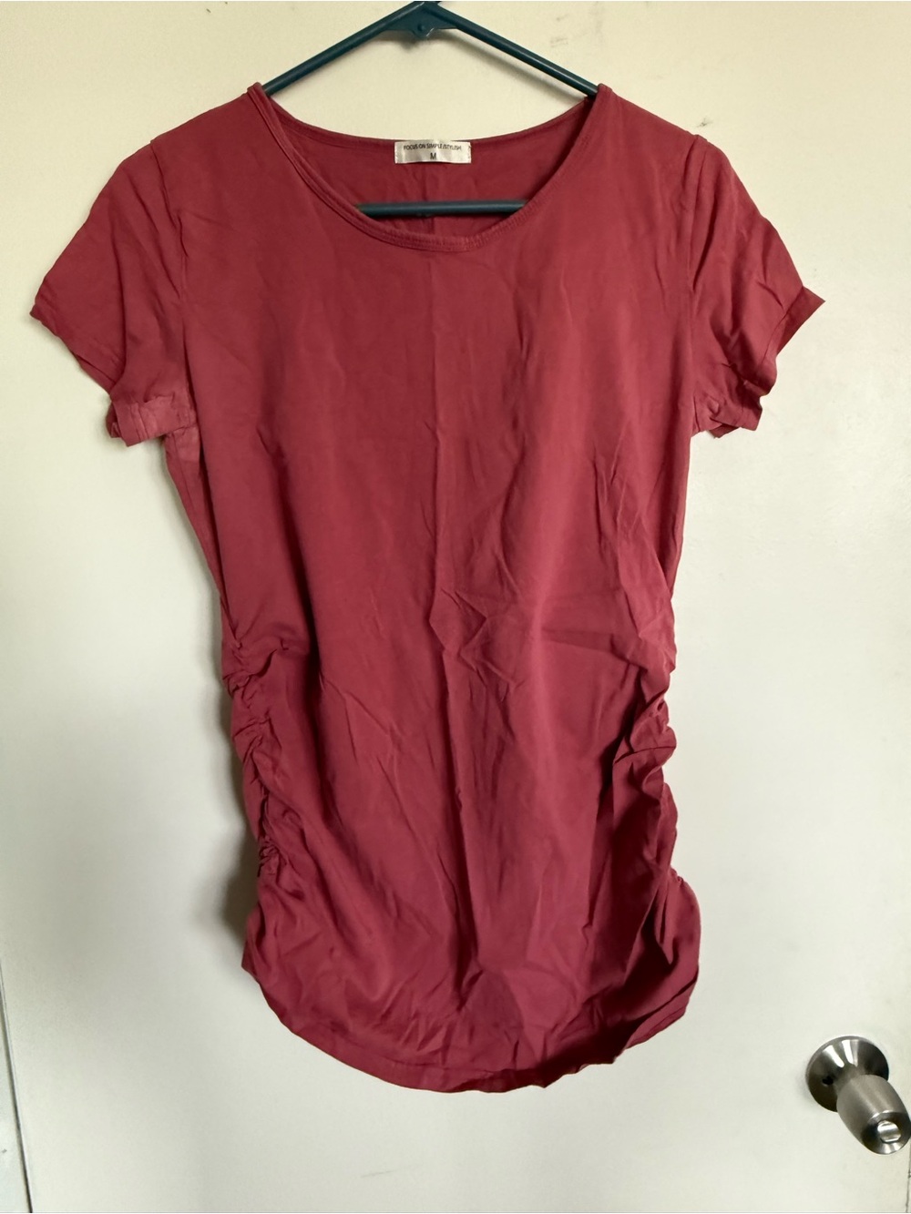 Focus on Simple Stylish Brick Red Ruched Maternity Top M